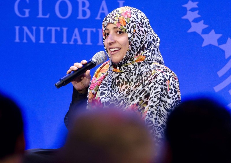 Clinton Global Initiative, CGI 2012 meetings, Designing for Impact, New York, September 2012Champions of ActionMadeleine K. Albright, Chair, Albright Stonebridge GroupPaul Farmer, Founder, Partners in HealthTawakkol Karman, Co-founder, Women Journalists Without Chains; 2011 Nobel Peace Prize WinnerJimmy Wales, Founder, Wikipedia.org