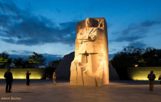 martin luther king memorial at night, washington dc, travel photography